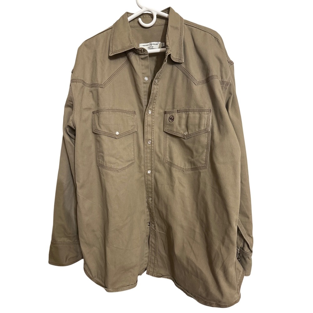 Western Welder Outfitting Mens XXL Khaki 100% Peruvian Cotton Western Work Shirt